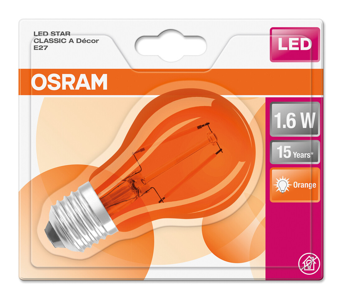 433960 LAMPARA STANDARD LED NARANJA E27 2,5W STAR DECOR OSRAM
