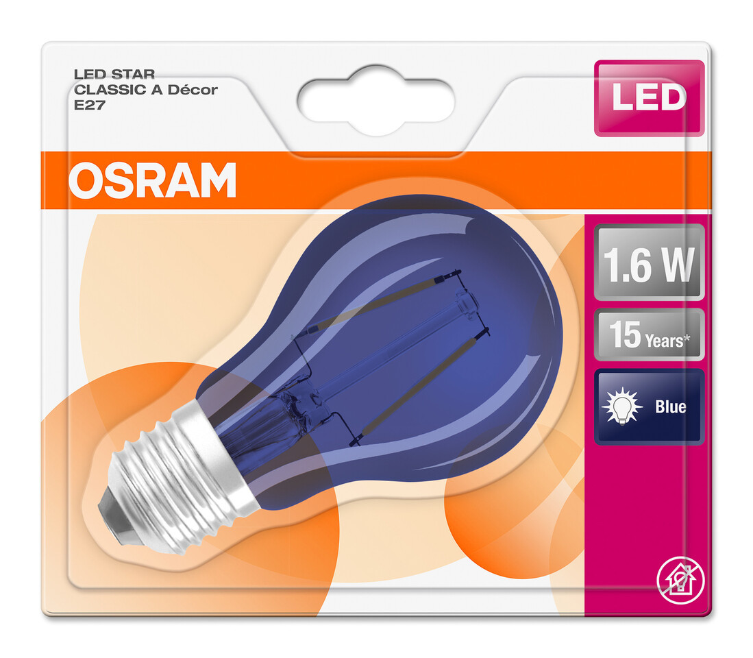 434004 LAMPARA STANDARD LED AZUL E27 2,5W STAR DECOR OSRAM