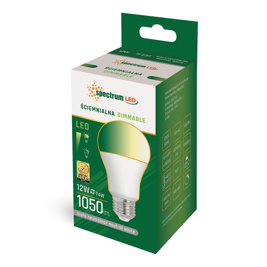 WOJ14376 LAMPARA STANDARD LED REGULABLE E27 12W 4000K SPECTRUM
