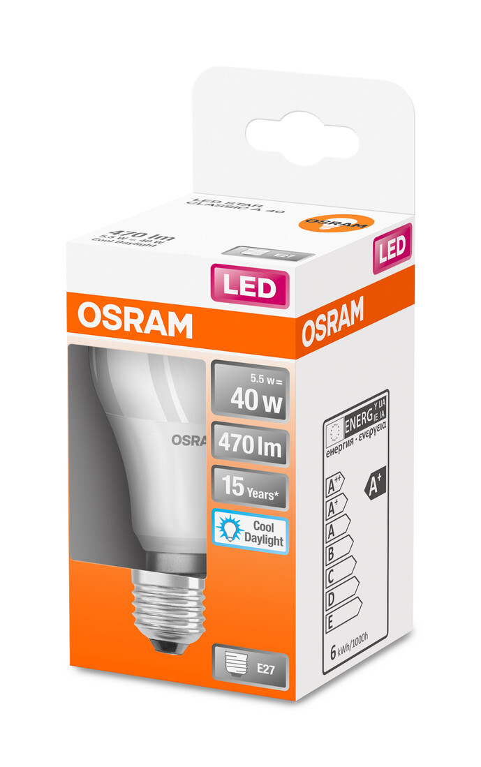 304192 LAMPARA STANDARD LED E27 5,5W 6500K STAR OSRAM
