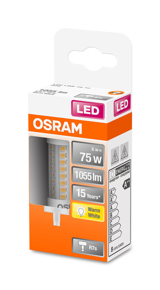 432611 LAMPARA LINEAL LED R7S 8W 2700K 78mm LINE OSRAM