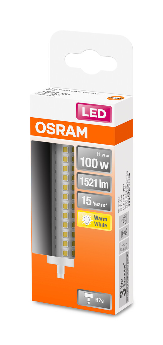 432734 LAMPARA LINEAL LED R7S 11W 2700K 118mm SLIM LINE OSRAM