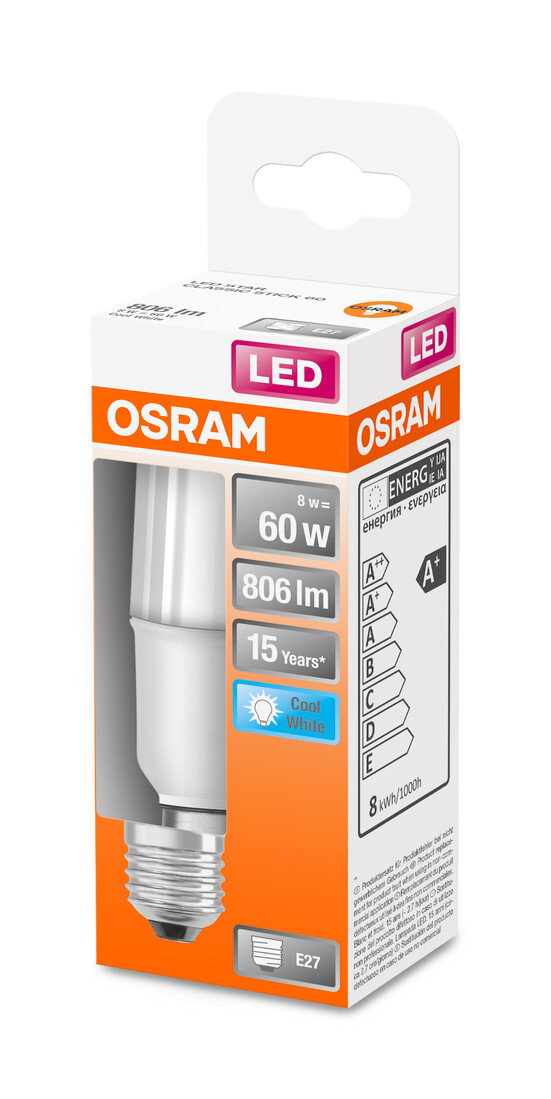 428508 LAMPARA TUBULAR STICK LED E27 8W 4000K STAR OSRAM