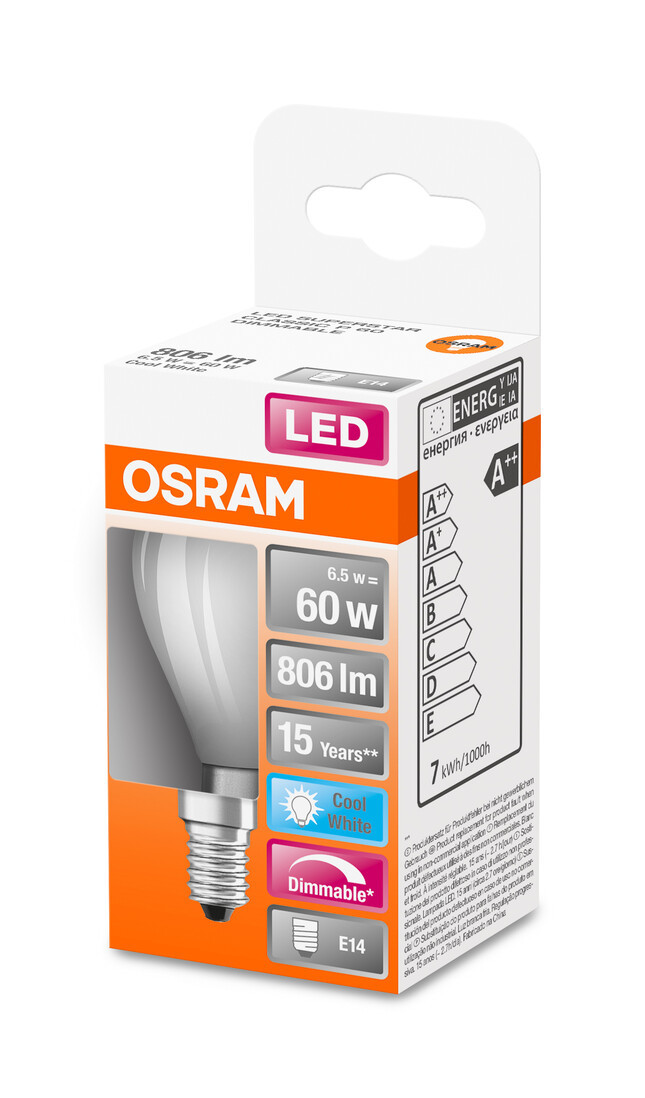 434684 LAMPARA ESFERICA FIL LED MATE REGULABLE E14 6,5W 4000K RETROFIT OSRAM