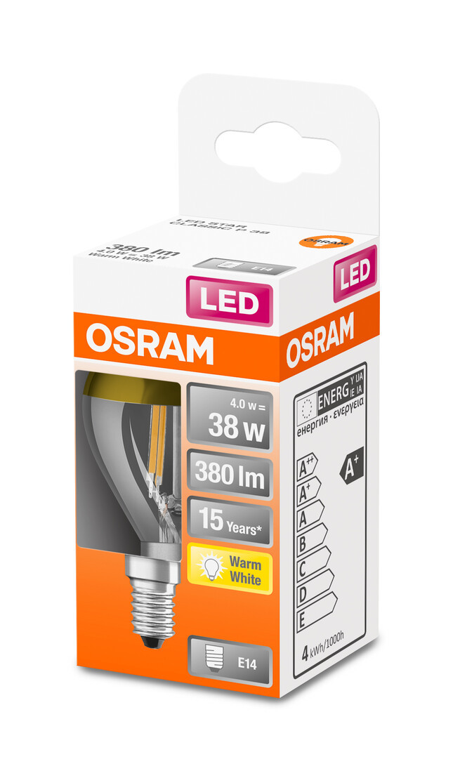 456549 LAMPARA ESFERICA ORO FIL LED E14 4W 2700K RETROFIT MIRROR OSRAM