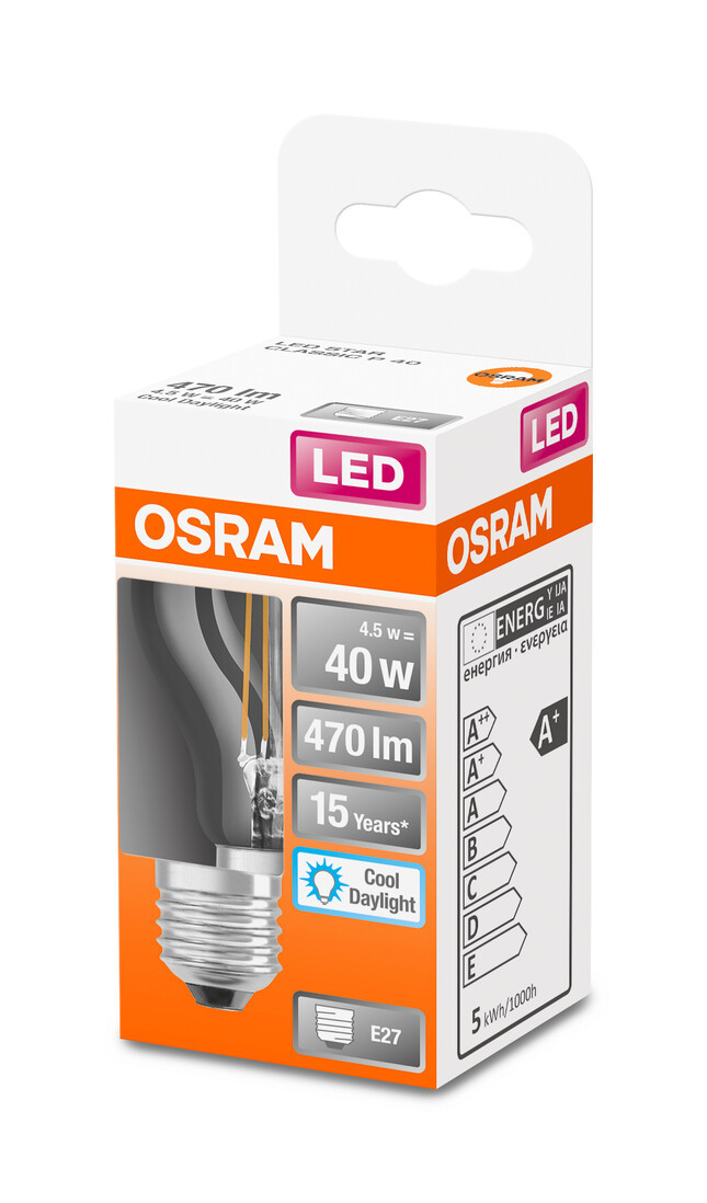 466197 LAMPARA ESFERICA FIL LED E27 4,5W 6500K RETROFIT OSRAM