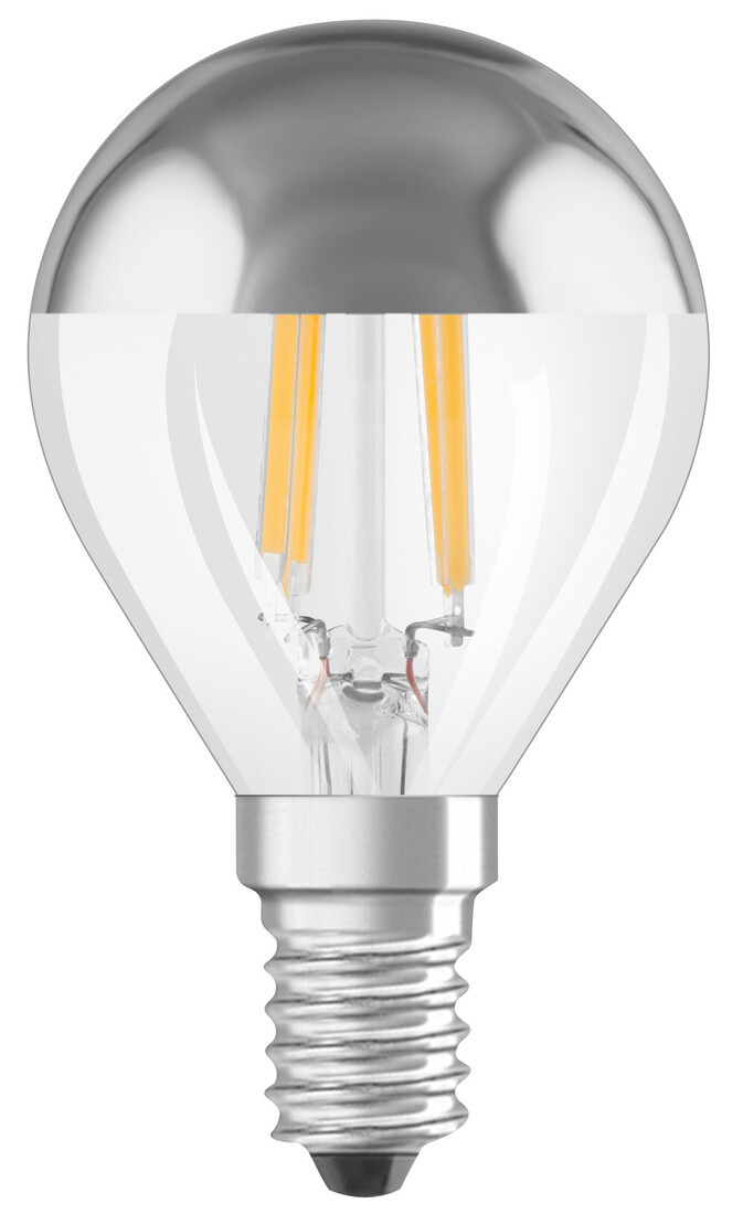447134 LAMPARA ESFERICA PLATA FIL LED E14 4W 2700K RETROFIT MIRROR OSRAM
