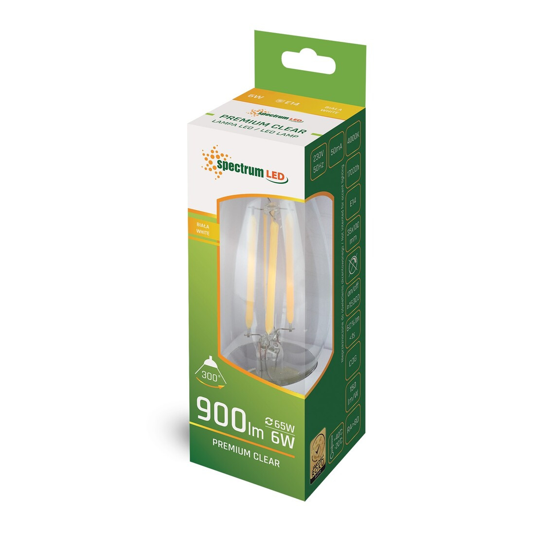 WOJ+14388 LAMPARA VELA LED CRISTAL 6W E14 4000K SPECTRUM