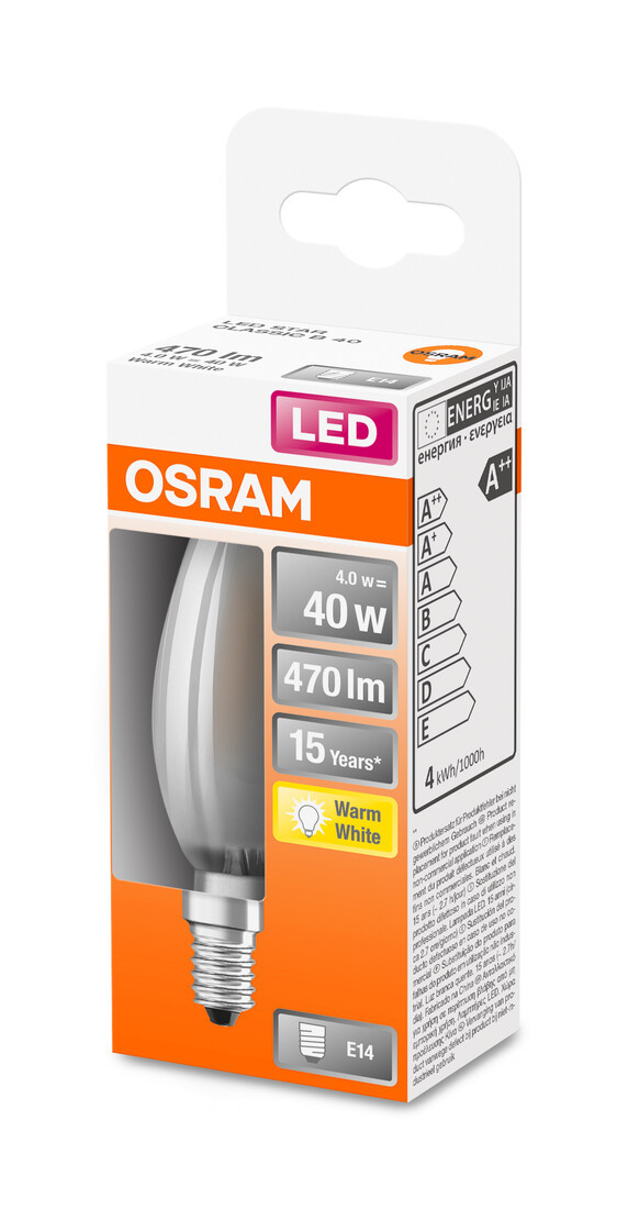 436503 LAMPARA VELA FIL LED MATE E14 4W 2700K RETROFIT OSRAM