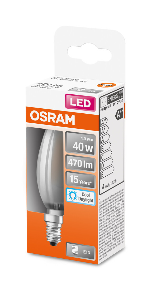 446786 LAMPARA VELA FIL LED MATE E14 4W 6500K RETROFIT OSRAM