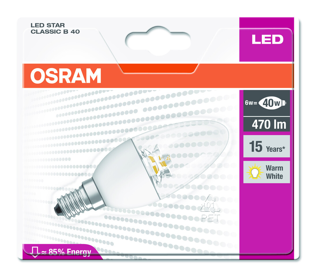 911970 BL LAMPARA VELA LED 5,7W 2700K E14 OSRAM