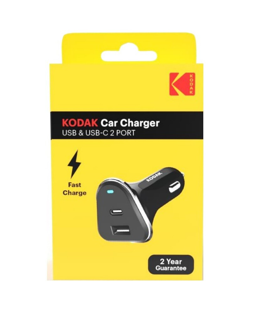 30427570 CARGADOR DE COCHE 2 PUERTOS USB + USB-C KODAK
