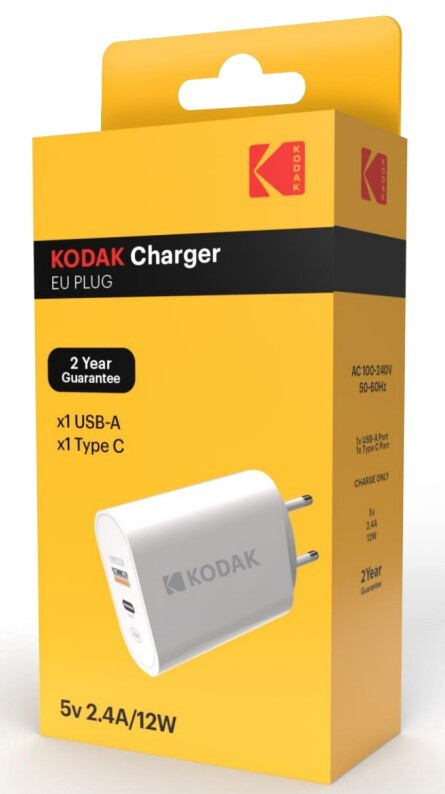 30427358 CARGADOR 2 PUERTOS USB + USB-C 5V 2,4A KODAK
