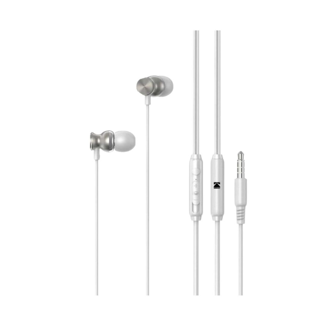 30425927 AURICULARES INTRAUDITIVOS BLANCO/PLATA 1,2m 170+ JACK 3,5mm KODAK