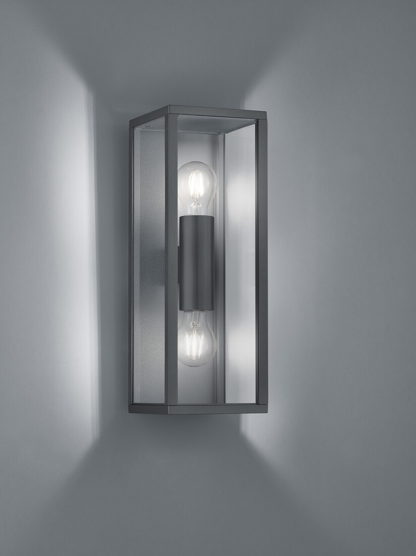 201860242 APLIQUE PARED CAJA ALUMINIO GARONNE 2xE27 IP44 TRIO