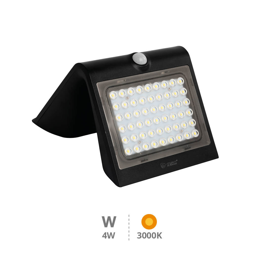 200210013 APLIQUE SOLAR LED LUKULU NEGRO CON SENSOR MOV 4W IP65 6000K GSC