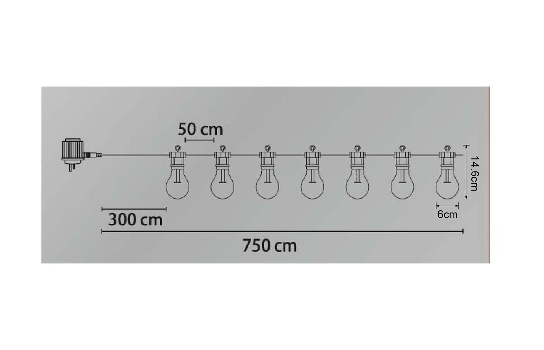3400S GUIRNALDA LUCES DE CADENA BOMBILLA NIRVANA COLORES 7,5m IP44