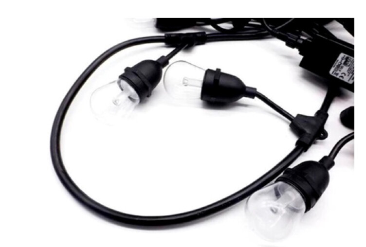 00813 14,6m GUIRNALDA NEGRA C/24 LAMPARAS E27 2200K IP65 F-BRIGHT