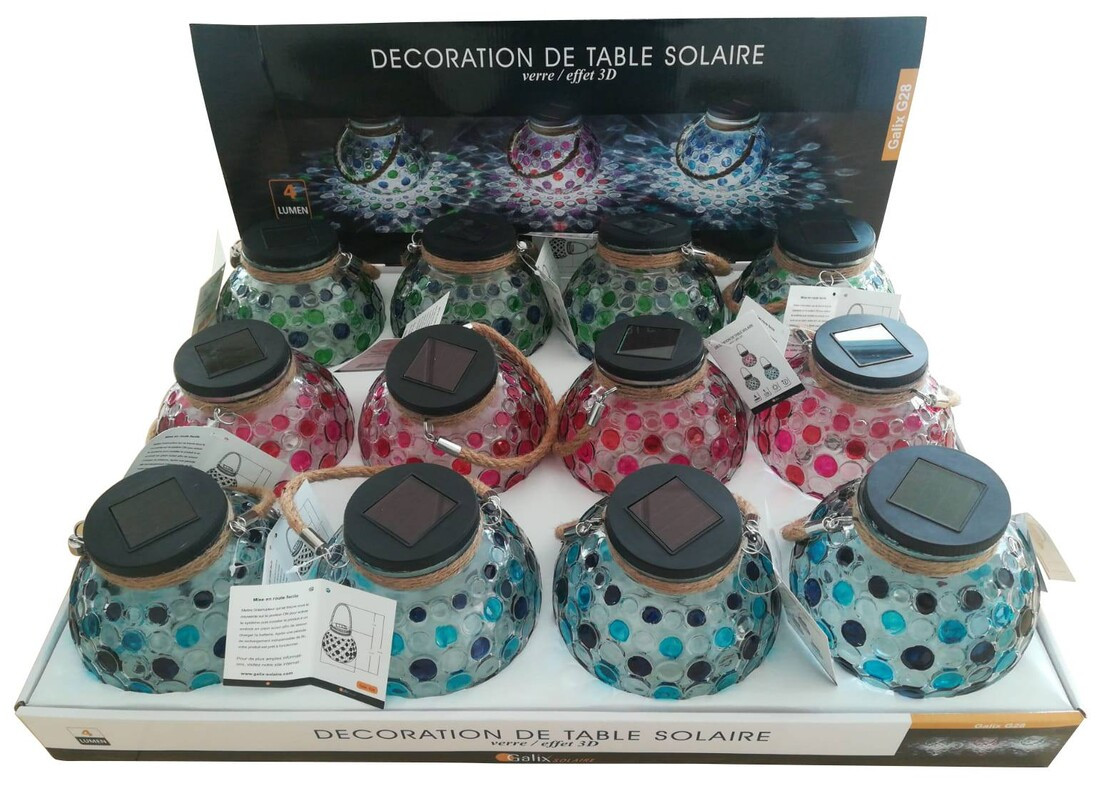 G28 BOTE VIDRIO SOLAR DECORATIVO FRIO EFECTO 3D SURTIDO GALIX