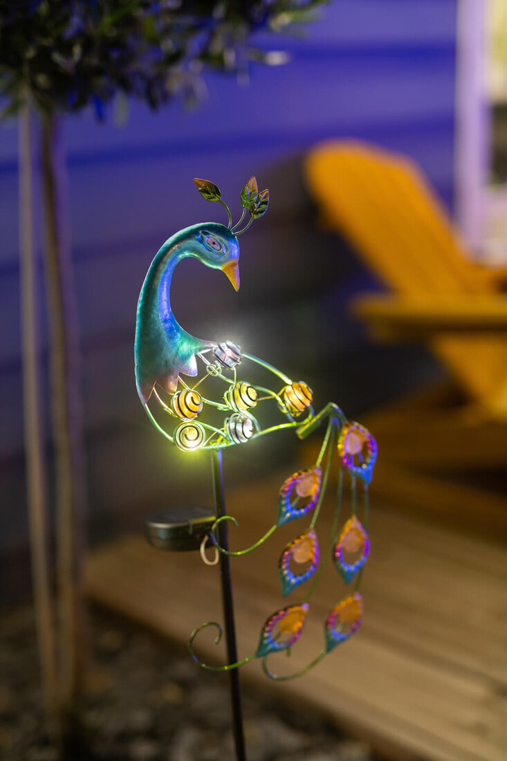 G2310 PAVO REAL SOLAR DECORATIVO METALICO GALIX