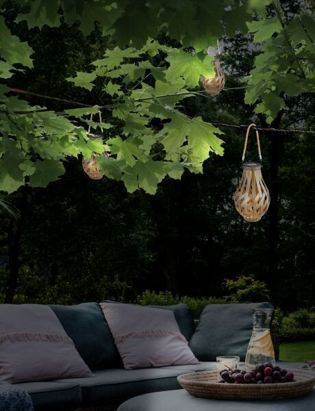 36650 LAMPARA SOLAR JARRON METALICO C/ASA CUERDA 3000K IP44 GLOBO