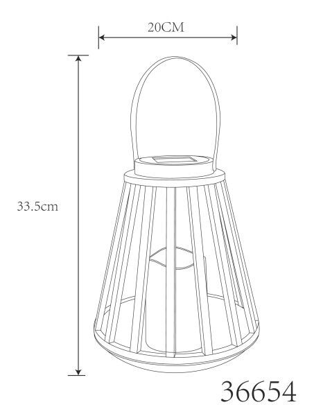 36654 LAMPARA SOLAR JAULA PLASTICA C/VELA Y ASA 1800K GLOBO
