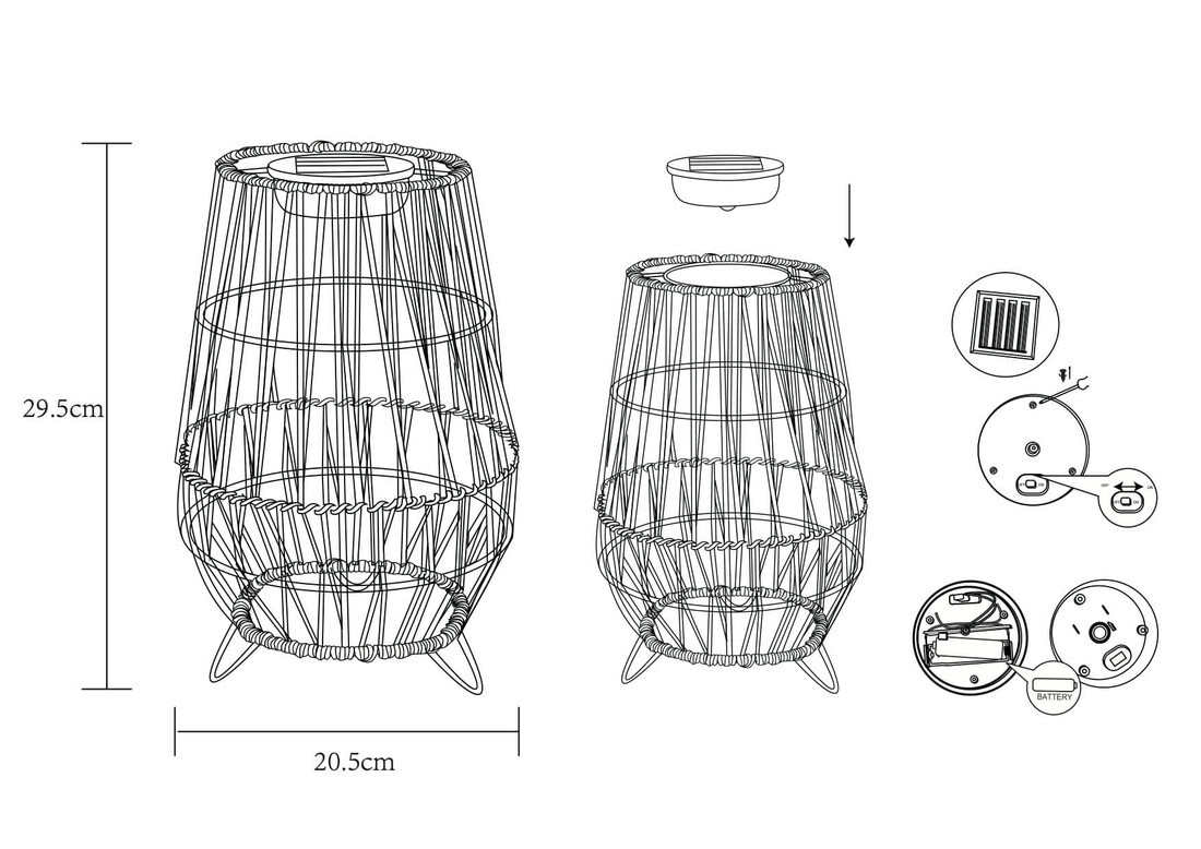 G2315 LAMPARA SOLAR JAULA C/PATAS METAL+POLIETILENO GALIX