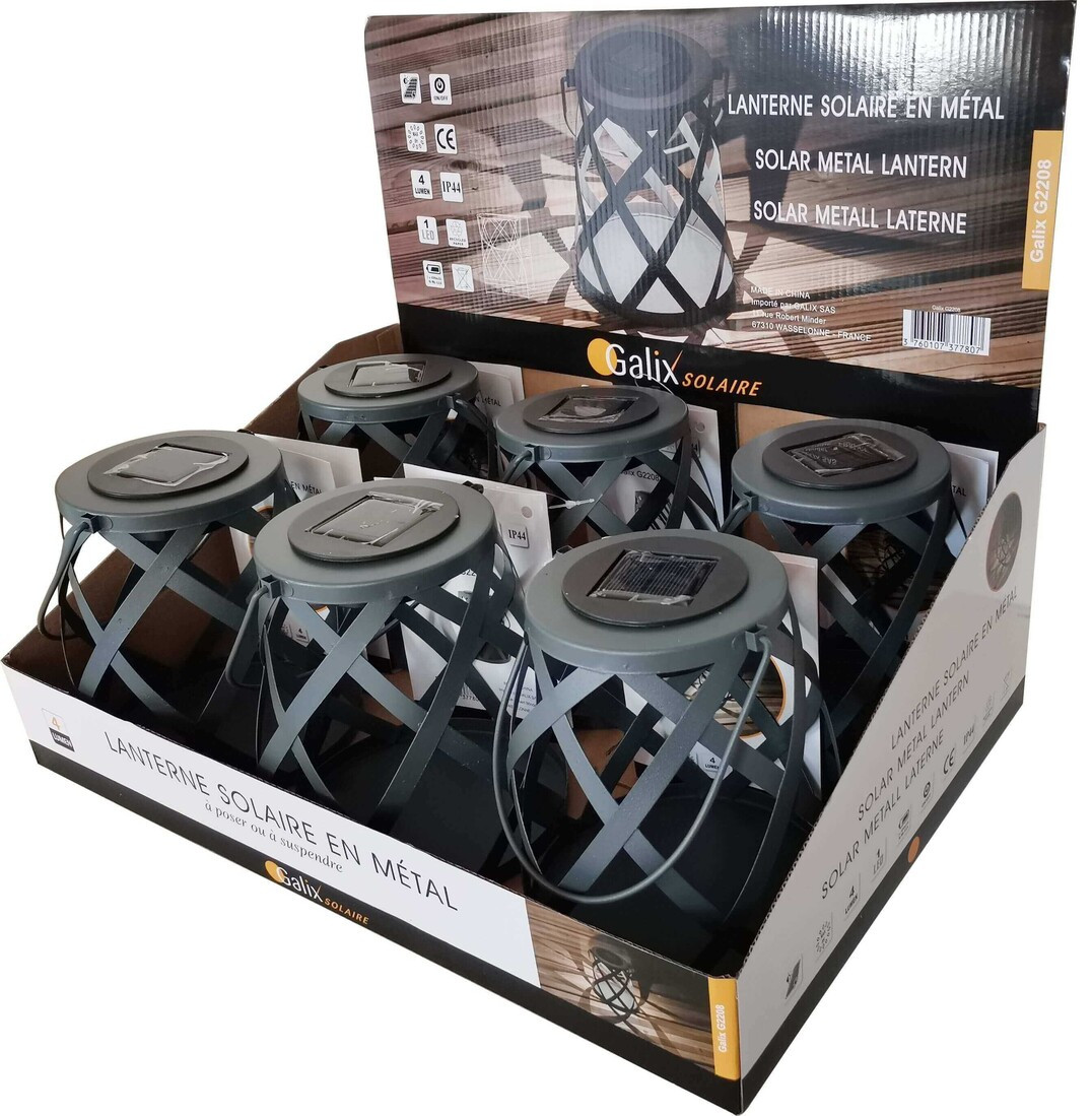 G2208 LAMPARA SOLAR DECORATIVA METALICA NEGRA GALIX