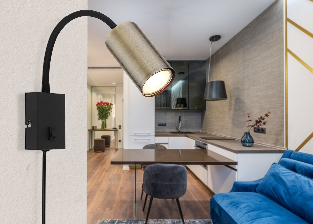 57911WM APLIQUE FOCO PARED INTERRUPTOR 1xGU10 35W 230V NIQUEL ROBBY GLOBO