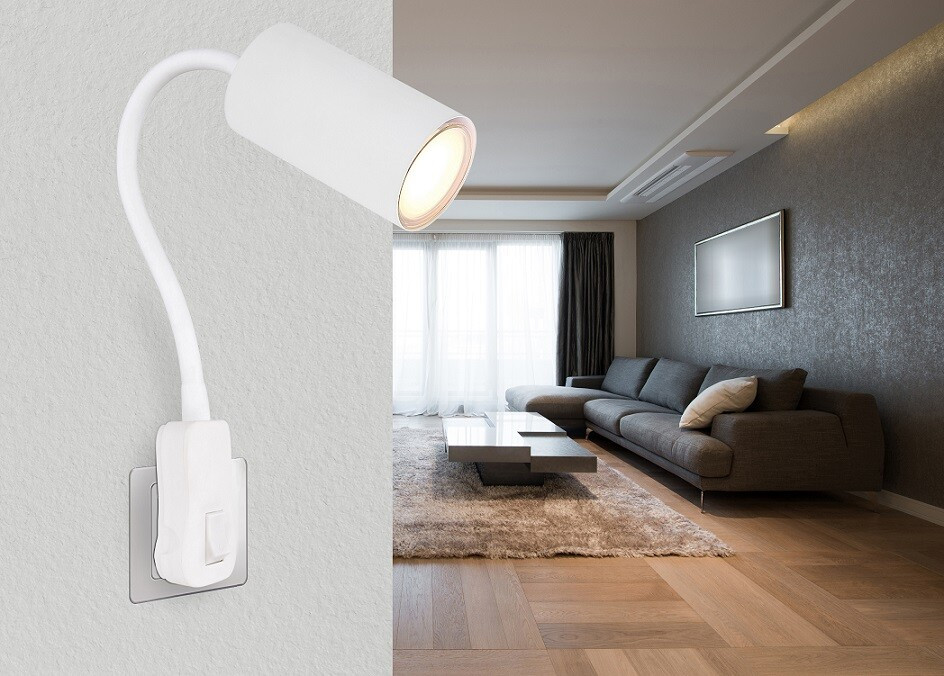 57911DPW APLIQUE FOCO PARED ENCHUFABLE 1xGU10 25W 230V BLANCO ROBBY GLOBO