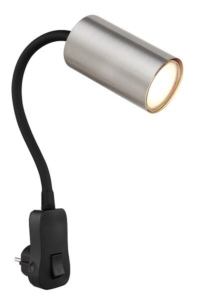 57911DP APLIQUE FOCO PARED ENCHUFABLE 1xGU10 25W 230V NEGRO NIQUEL ROBBY GLOBO