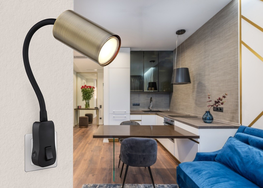 57911DPM APLIQUE FOCO PARED ENCHUFABLE 1xGU10 25W 230V METAL ROBBY GLOBO