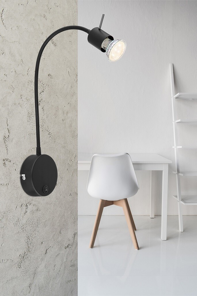 57310B APLIQUE FOCO PARED INTERRUPTOR 1xGU10 35W 230V NEGRO MILLY GLOBO