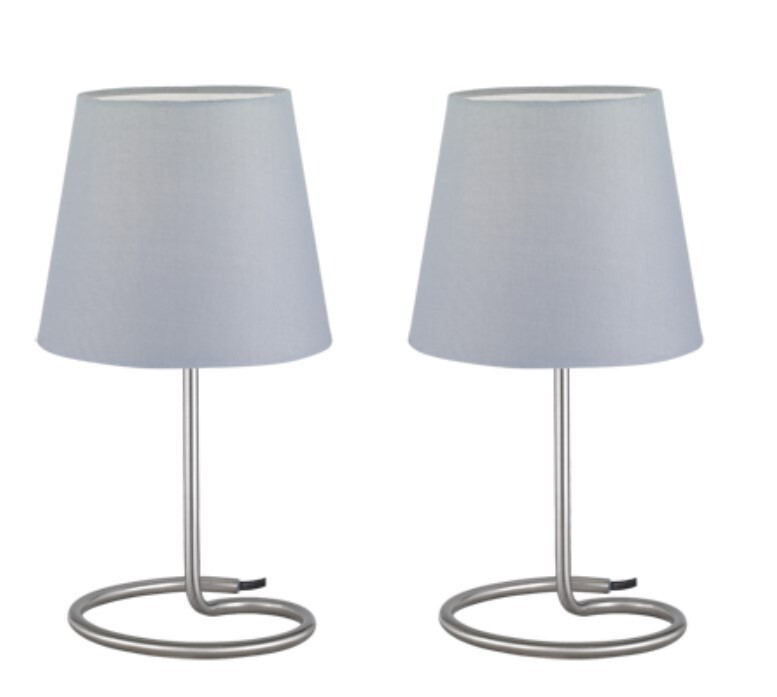 R50272042 LAMPARA SOBREMESA 2u 2xE14 NIQUEL MATE TWIN TRIO