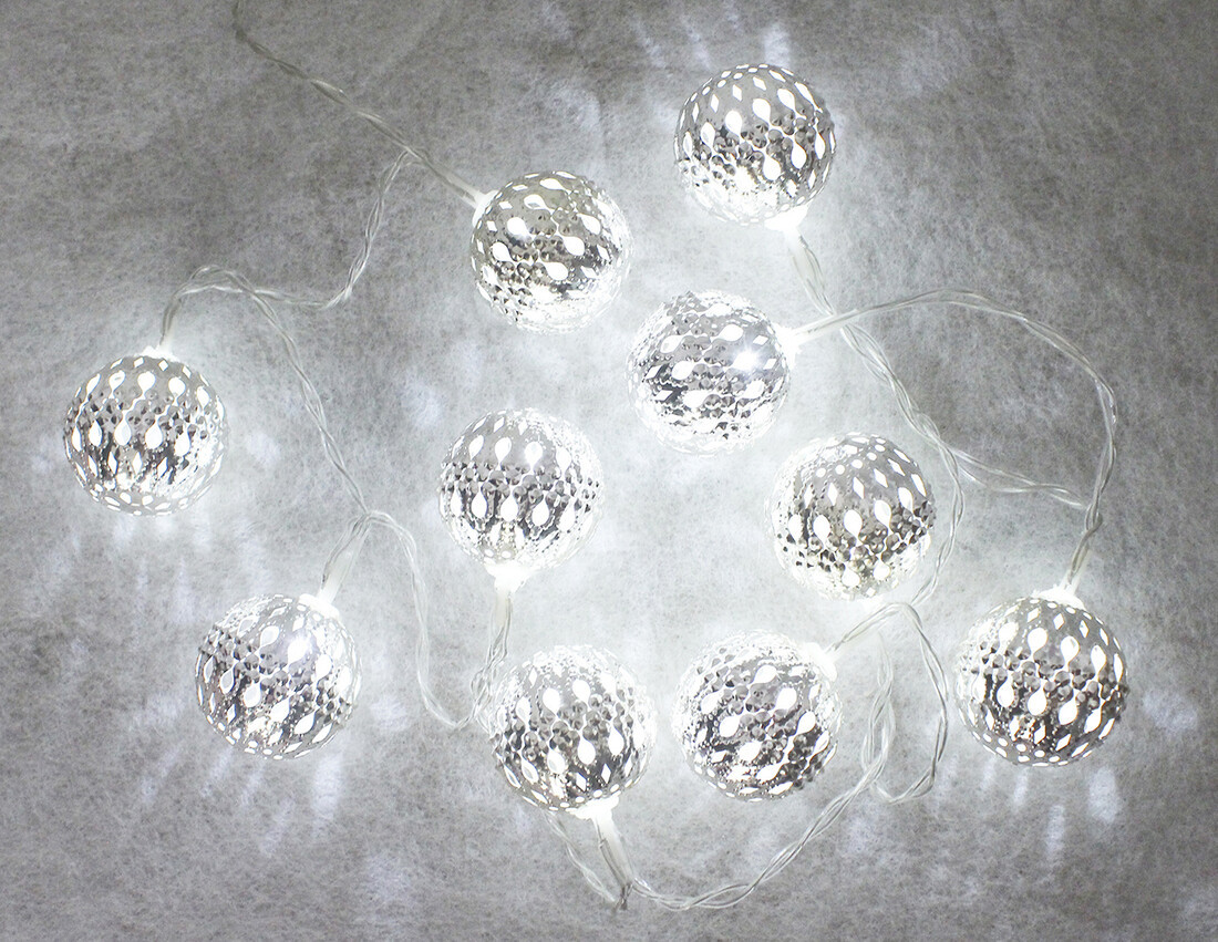 5204457 1m GUIRNALDA 10 BOLAS LED PLATEADAS 6000K