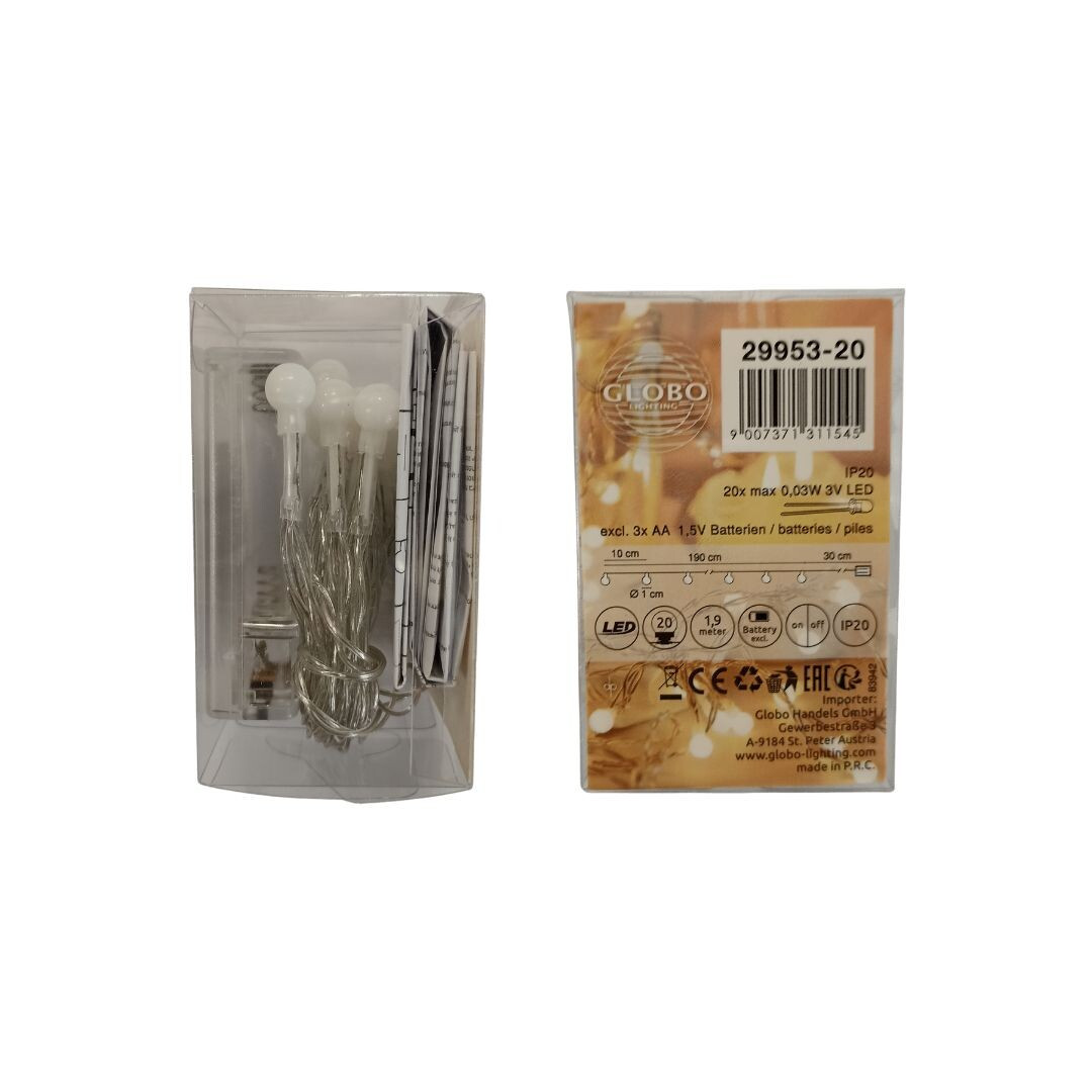 29953-20 GUIRNALDA LUCES DE CADENA LED VENUTO PLATA 1,9m IP20