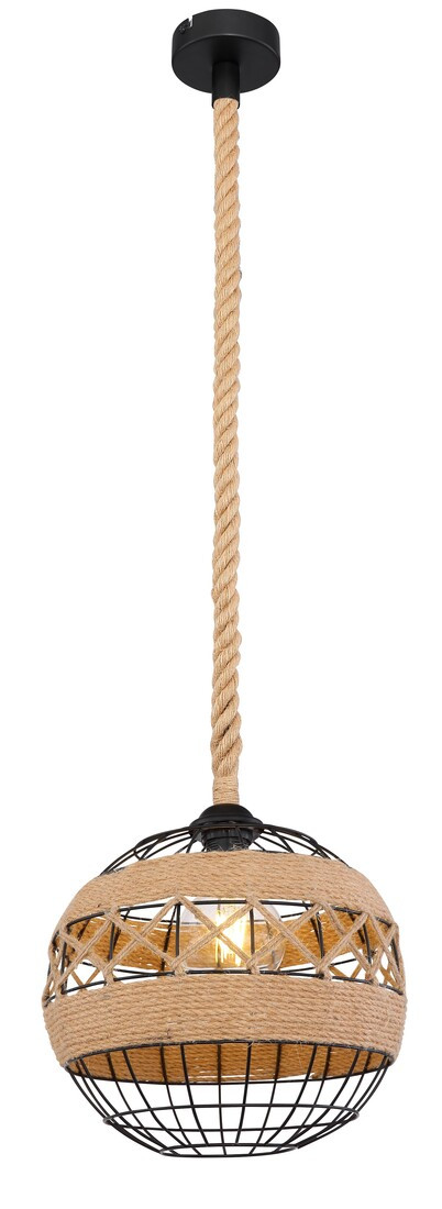 69029h1 LAMPARA COLGANTE METAL NEGRO MATE 1XE27 60W ULLEU GLOBO