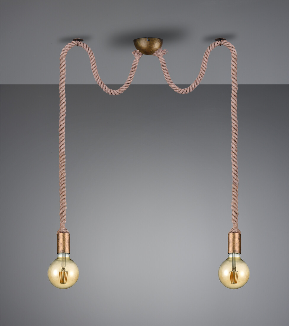 310100204 LAMPARA COLGANTE ROPE CUERDA 2xE27 TRIO