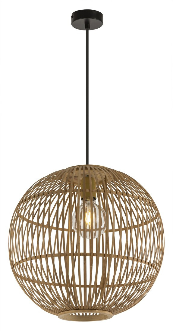 15368h1 LAMPARA COLGANTE BAMBU NATURAL 1XE27 60W HILDEGARD GLOBO