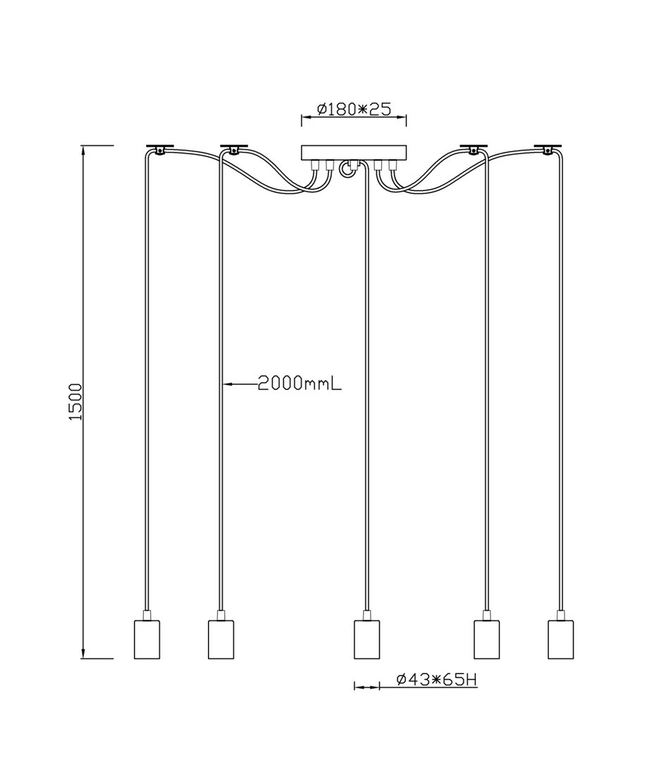310100562 HANGING LAMP CORD COPPER 5xE27 TRIO