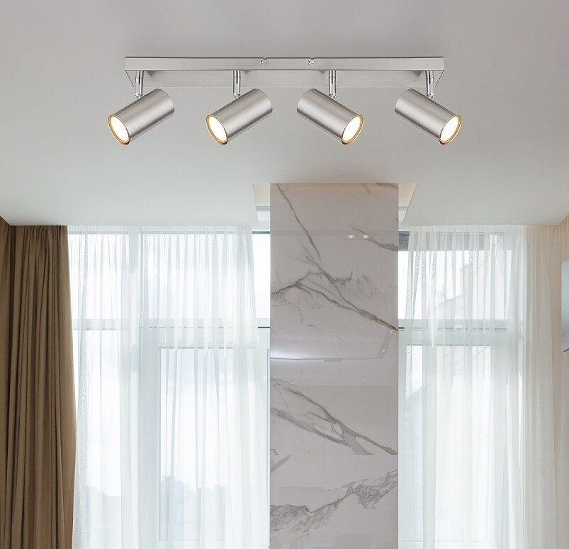 57911-4 REGLETA 4 FOCOS 4xGU10 35W 230V NIQUEL ROBBY GLOBO