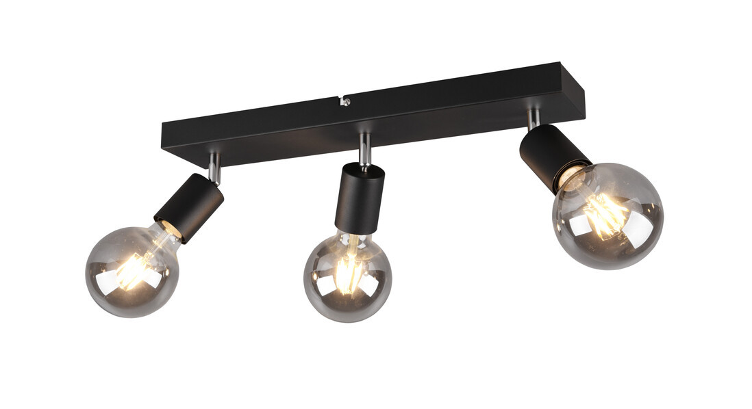 R80183032 REGLETA 3 FOCOS VANNES NEGRO E27 TRIO