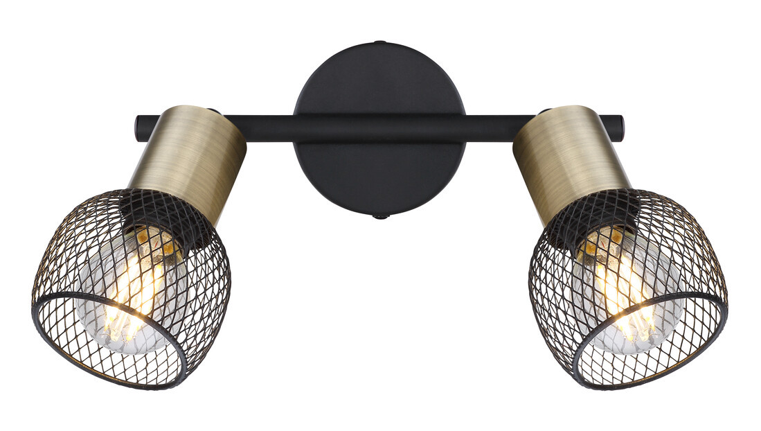 54028-2 REGLETA 2 FOCOS 2XE14 METAL NEGRO MATE FIASTRA GLOBO