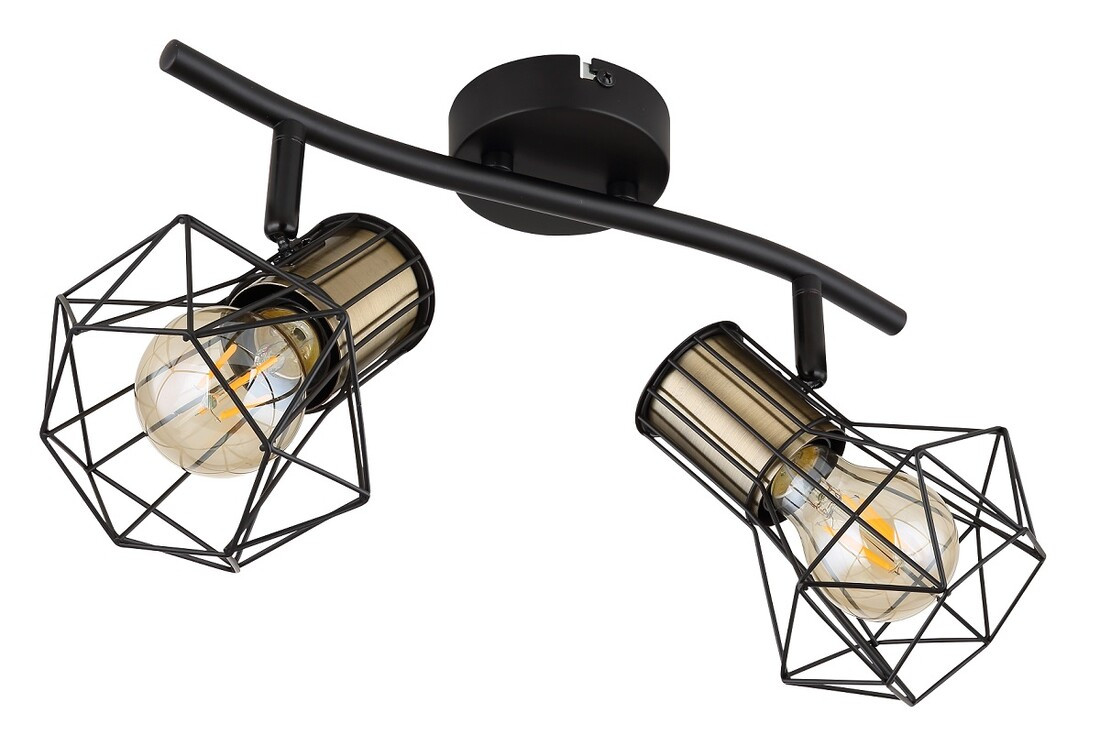 54017-2M REGLETA 2 FOCOS RADIADOR 2xE27 40W 230V NEGRO PRISKA GLOBO