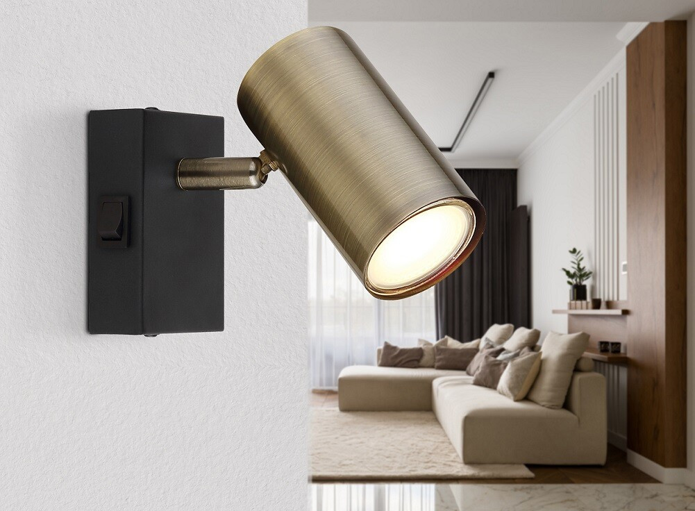 57911-1M FOCO METAL 1xGU10 25W 230V LATON ANTIGUO ROBBY GLOBO