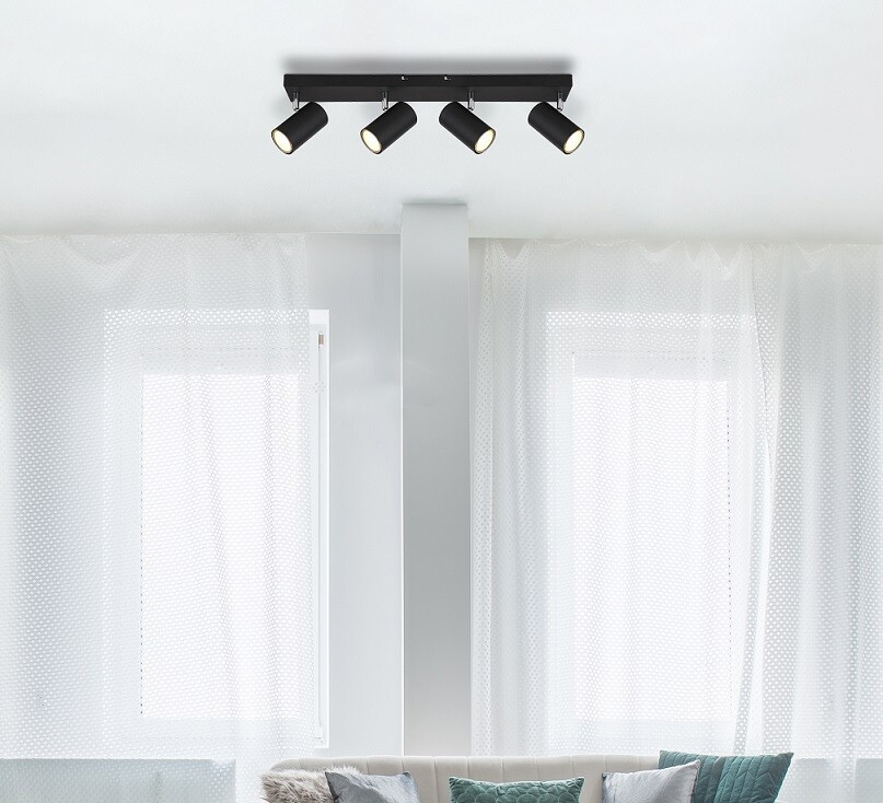 57911-4B REGLETA 4 FOCOS 4xGU10 35W 230V NEGRO ROBBY GLOBO