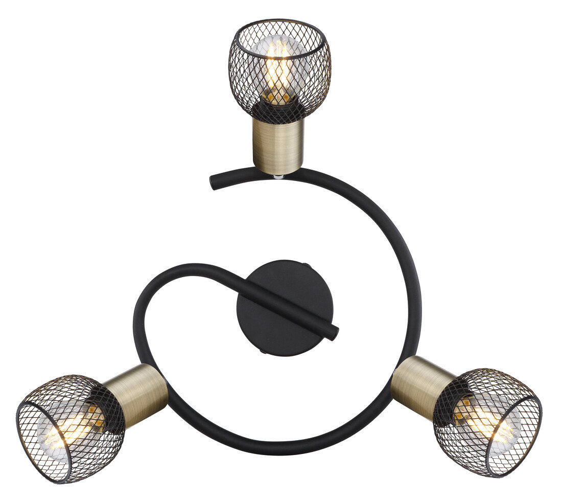 54028-3 REGLETA CIRCULAR 3 FOCOS 3XE14 METAL NEGRO MATE FIASTRA GLOBO