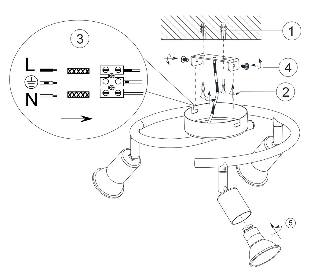 R80913931 STRIP 3 SPOTS PARIS BLANC GU10 TRIO