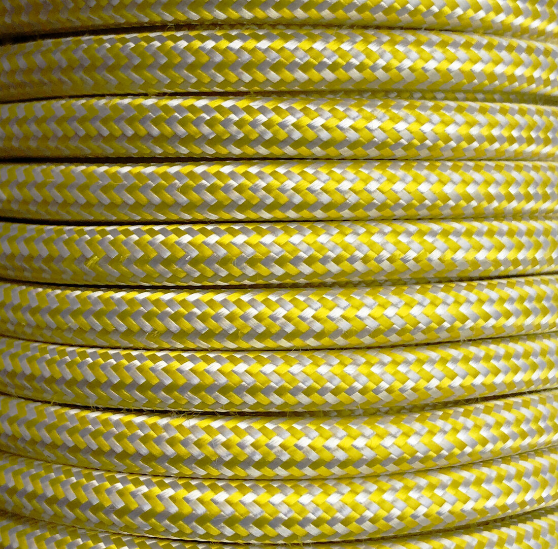 CIR62CTS73/16 5 MTS CÂBLE TEXTILE ZIGZAG JAUNE/BL