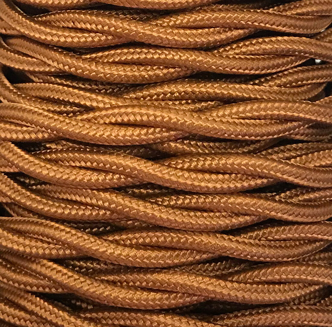 CABEXT2R06 5m TEXTILE BRAIDE WIRE GOLD OLD
